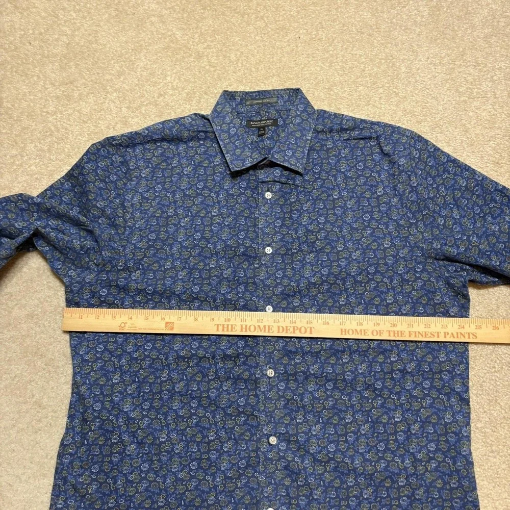 Banana Republic Shirt Mens XL Blue Floral Non Iron‎ Button Up Long Sleeve Casual